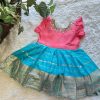 Blue and Pink Pattu Silk Dress
